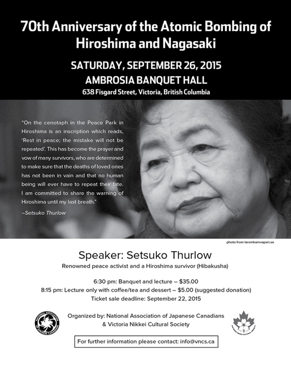 Setsuko Thurlow Keynote Poster
